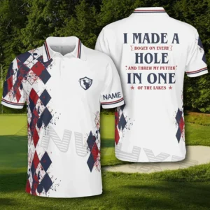 Personalized Golf Argyle I Made A Hole In One Polo Shirt, Custom Name Golf Polo Shirt
